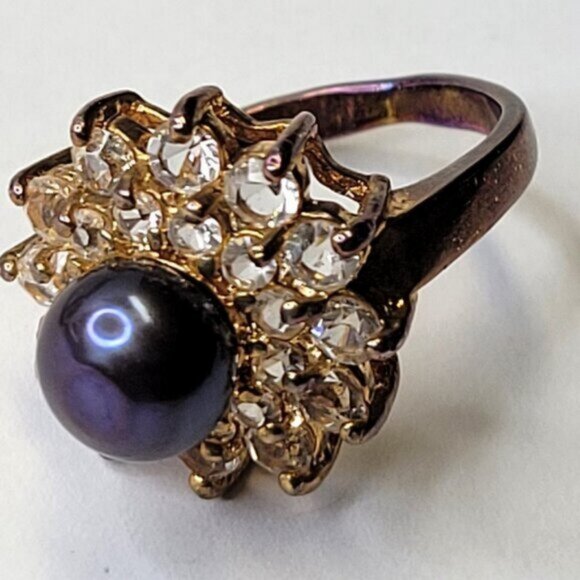 Genuine Small Black Pearl Ring Size 5.25 - Picture 2 of 15